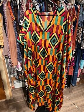 Windsor Multicolor Geometric V-Neck Maxi Dress